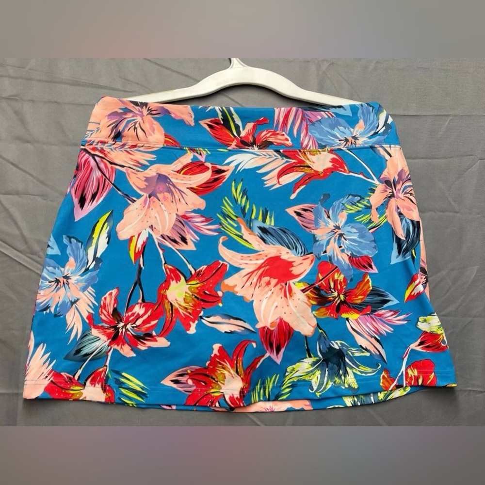 FILA Sport Tennis Skirt Skort Sz L Tropical Floral Pickleball Badminton Sporty